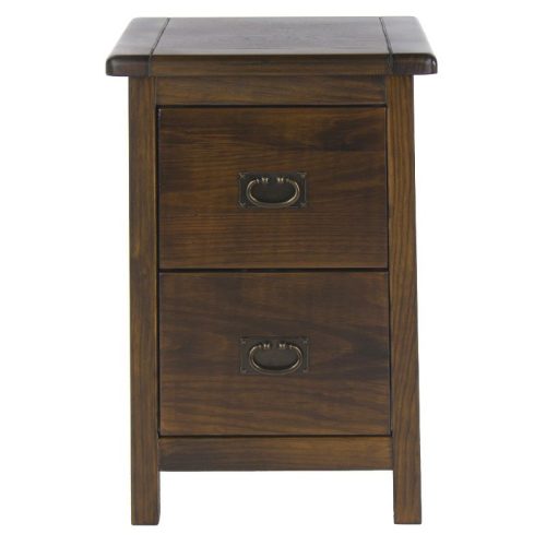 Dark Wood Small Bedside Cabinet 2 Drawers [Boston]