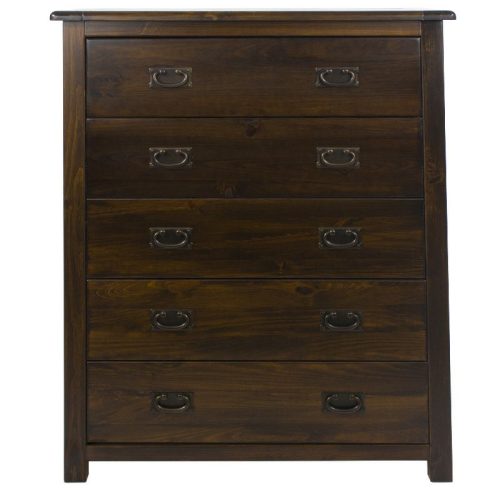 Dark Wood Chest of 5 Drawers [Boston]
