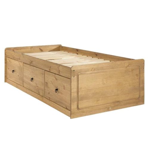 Waxed Pine Single Cabin Bed With 3 Drawers