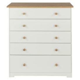 White & Oak 5 Drawer Chest [Colorado]