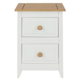 White & Pine Small Bedside Cabinet 2 Drawers [Capri]