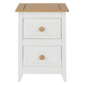White & Pine Small Bedside Cabinet 2 Drawers [Capri]