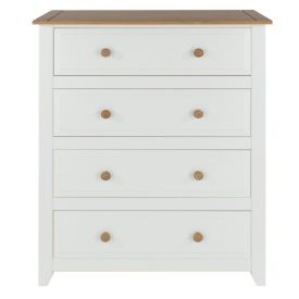 White & Pine Wide Chest of 4 Drawers [Capri]