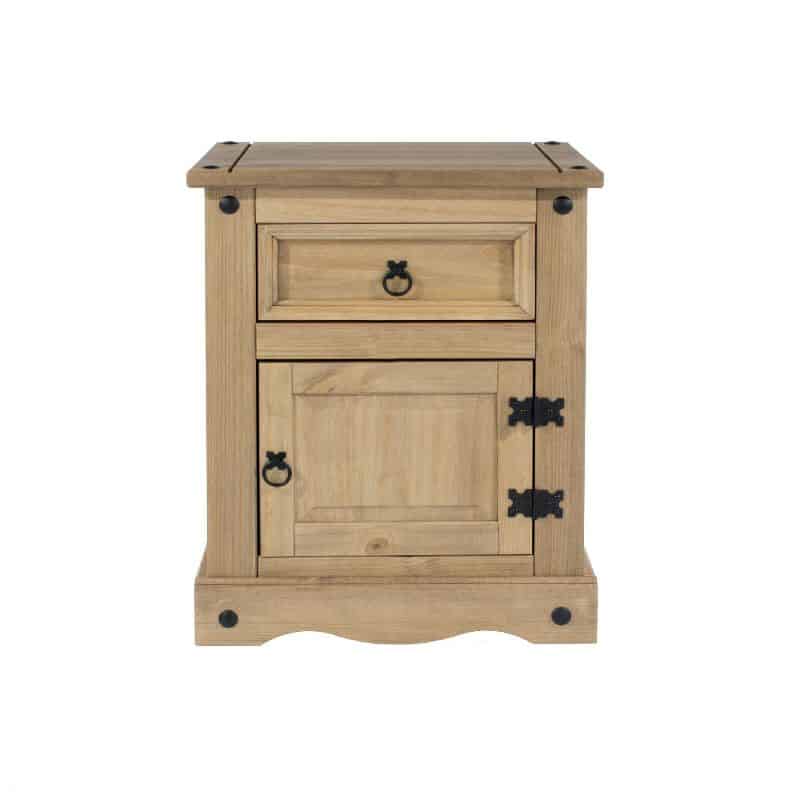 Pine Bedside Cabinet 1 Door 1 Drawer [Corona]