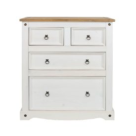 White Chest of 4 Drawers (2+2) Pine Top [Corona]