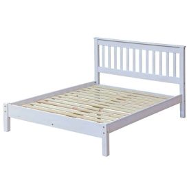 Corona Whitewashed Double Bedstead With Integrated Headboard