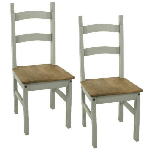 Light Grey Dining Chairs Pine Seat (x2) [Corona Grey]