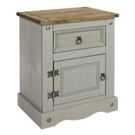 Grey and pine bedside unit