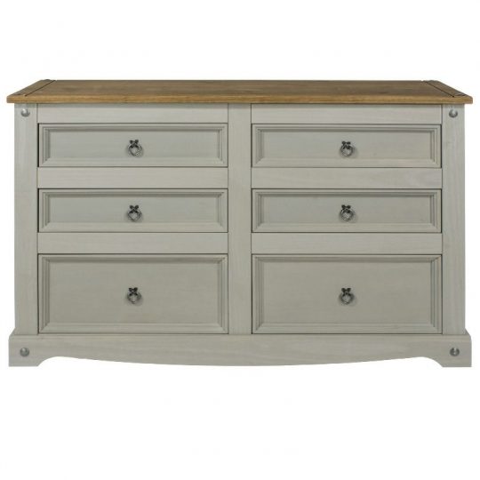 Grey Washed 6 Drawer Chest 3 3 Style Cheap Furniture