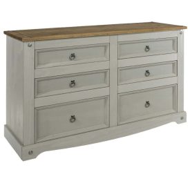 Grey Washed wide chest of drawers
