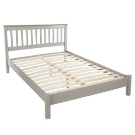 Grey Double Bed with Pine Top Rail [Corona Grey]