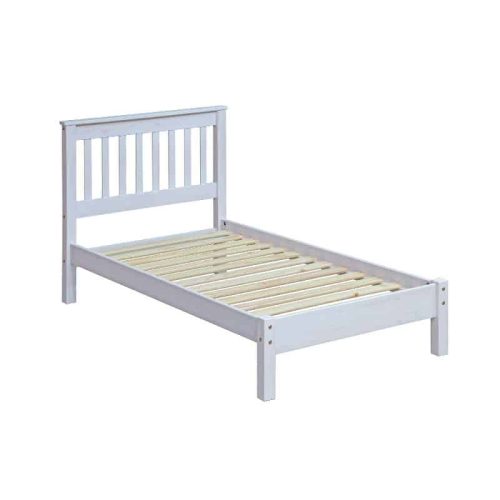 Whitewashed Single Bed with Headboard