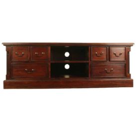 Solid Mahogany Widescreen TV Unit, 6 Drawers, Fully Built