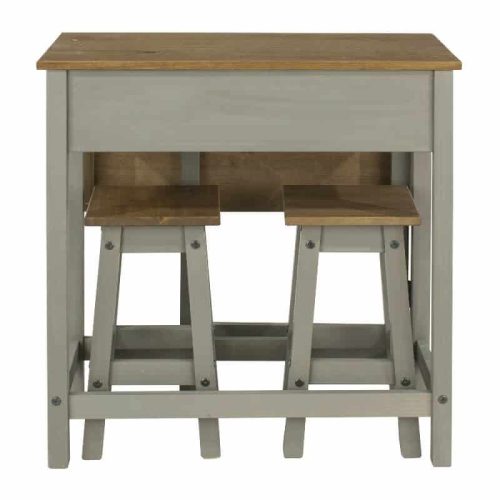Light Grey Breakfast Table & 2 Stools [Corona Grey]