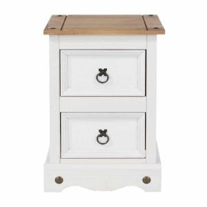 White Small 2 Drawer Bedside Cabinet [Nairn]