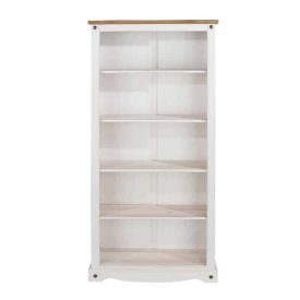 White Tall Bookcase with Pine Top [Corona]