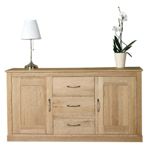 COR02A-1 Solid Oak Large Sideboard, 2 Cupboards, 3 Drawers, Assembled