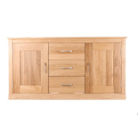 Solid oak large sideboard, fully assembled, 360 degree view.
