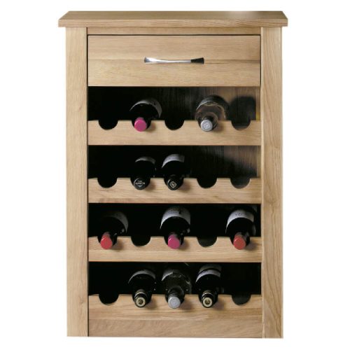 Solid Oak Wine Rack or Lamp Table with Drawer