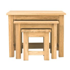 Solid Oak Nest of 3 Coffee Tables, Fully Assembled