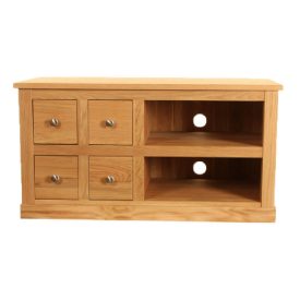 Solid Oak Television Cabinet, 4 Drawers and 2 Shelves