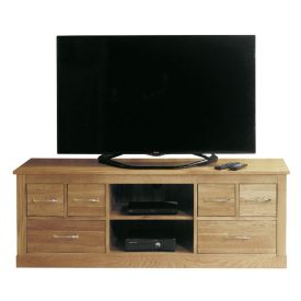 Solid Oak Widescreen TV Cabinet with 6 Drawers, Fully Built