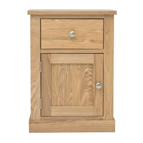 Solid Oak Lamp Table, 1 Door, 1 Drawer, Fully Built