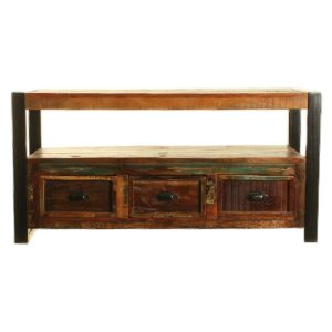 Oak & Grey Wide TV Unit with 4 Doors [Vegas]