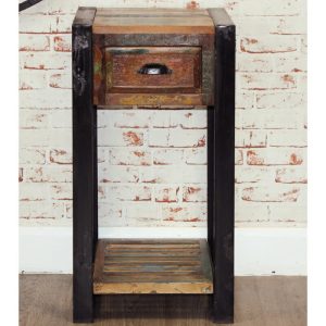 Reclaimed Lamp Table with Drawer [Splash of White]
