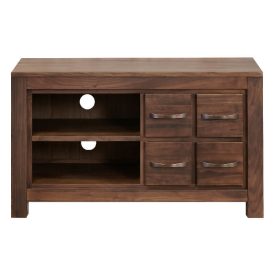 Solid Walnut Four Drawer Television Cabinet, Assembled