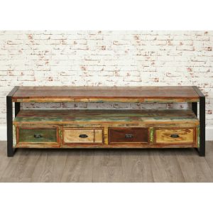 Oak & Grey Wide TV Unit with 4 Doors [Vegas]
