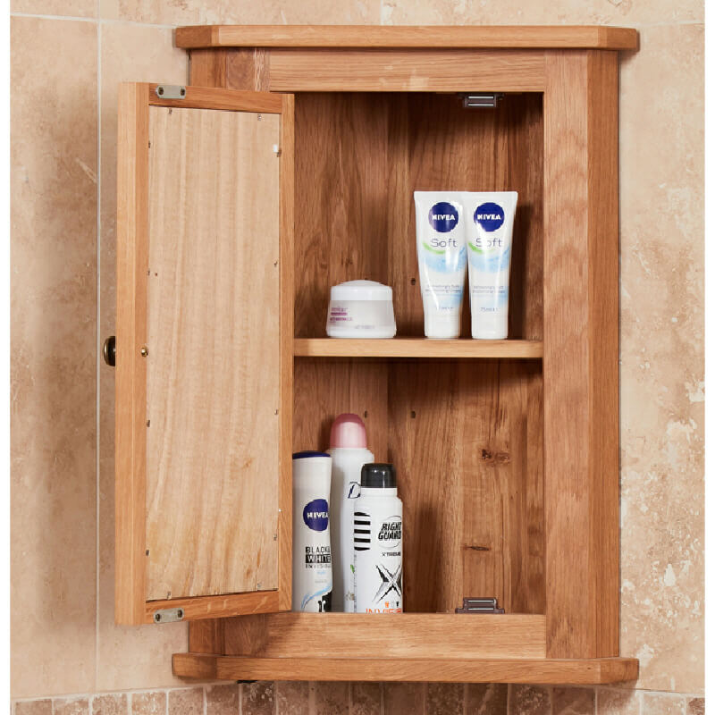 Oak Corner Bathroom Mirrored Door [Mobel]
