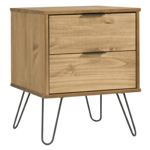 Premium Waxed Pine 2 Drawer Bedside Cabinet [Augusta]