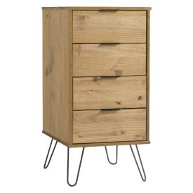 Waxed Pine Narrow 4 Drawer Chest [Augusta]