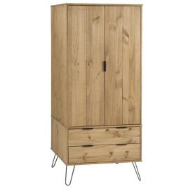 Waxed Pine Double Wardrobe with 2 Drawers [Augusta]