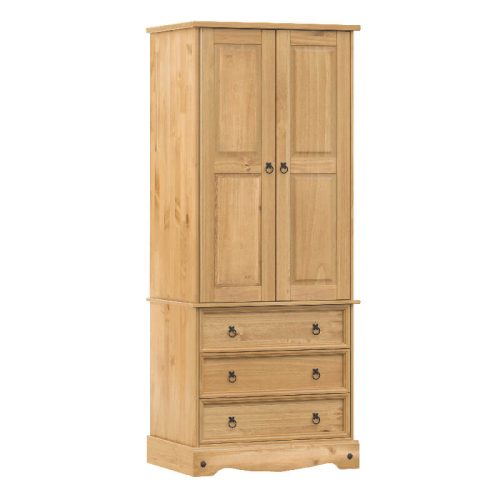Pine Combi Wardrobe with 3 Drawers [Corona]