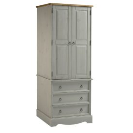 Grey Combi Wardrobe with 3 Drawers [Corona Grey]