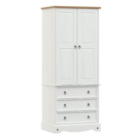 White Combi Wardrobe with 3 Drawers [Corona White]