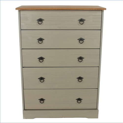 Grey 5 Drawer Chest of Drawers [Corona Classic]