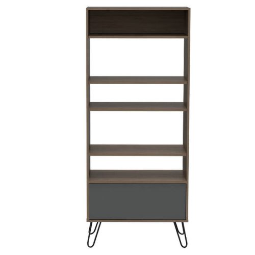 Oak & Grey Bookcase with Cupboard [Vegas]