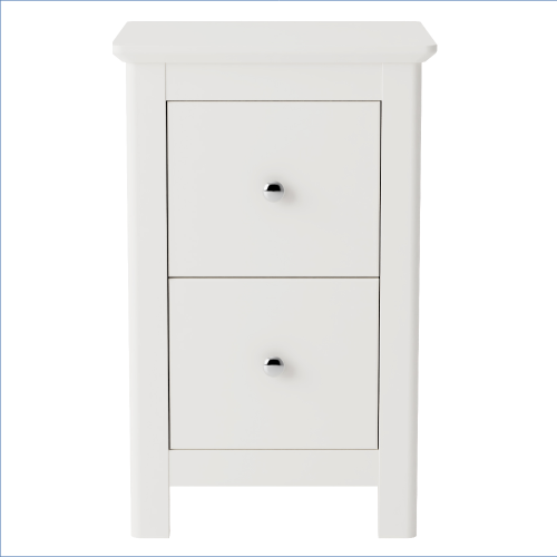 White Small 2 Drawer Bedside Cabinet [Nairn]