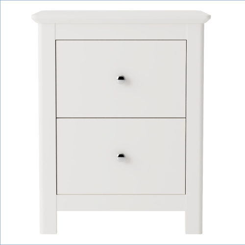 White 2 Drawer Bedside Cabinet [Nairn]