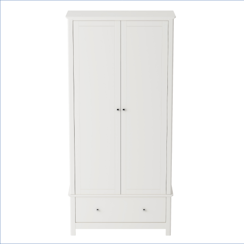 White Double Wardrobe with Bottom Drawer [Nairn]