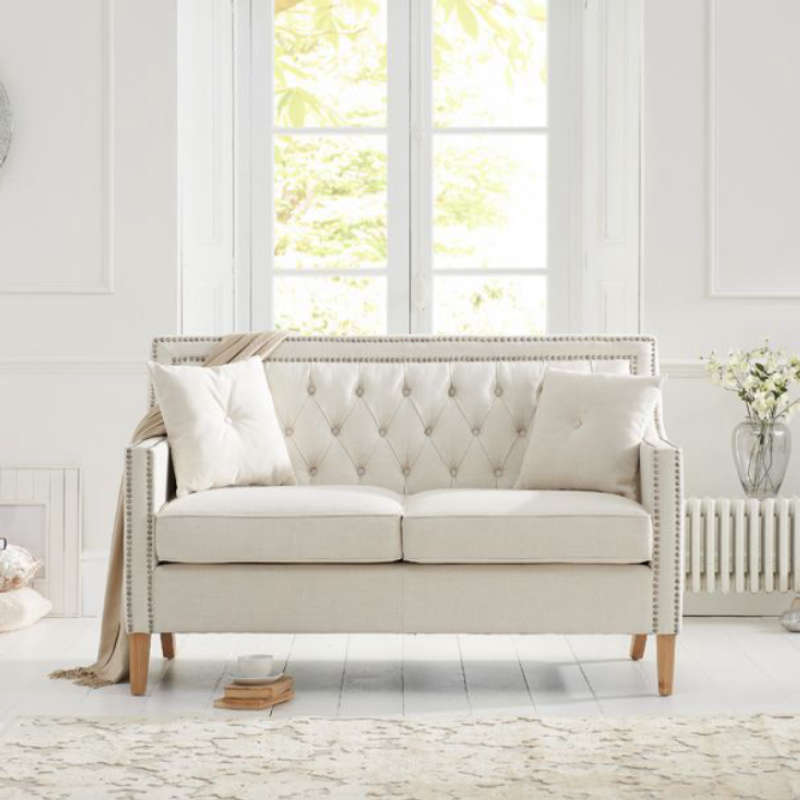 Ivory Fabric 2 Seater Sofa [Casa Bella] CheapFurniture