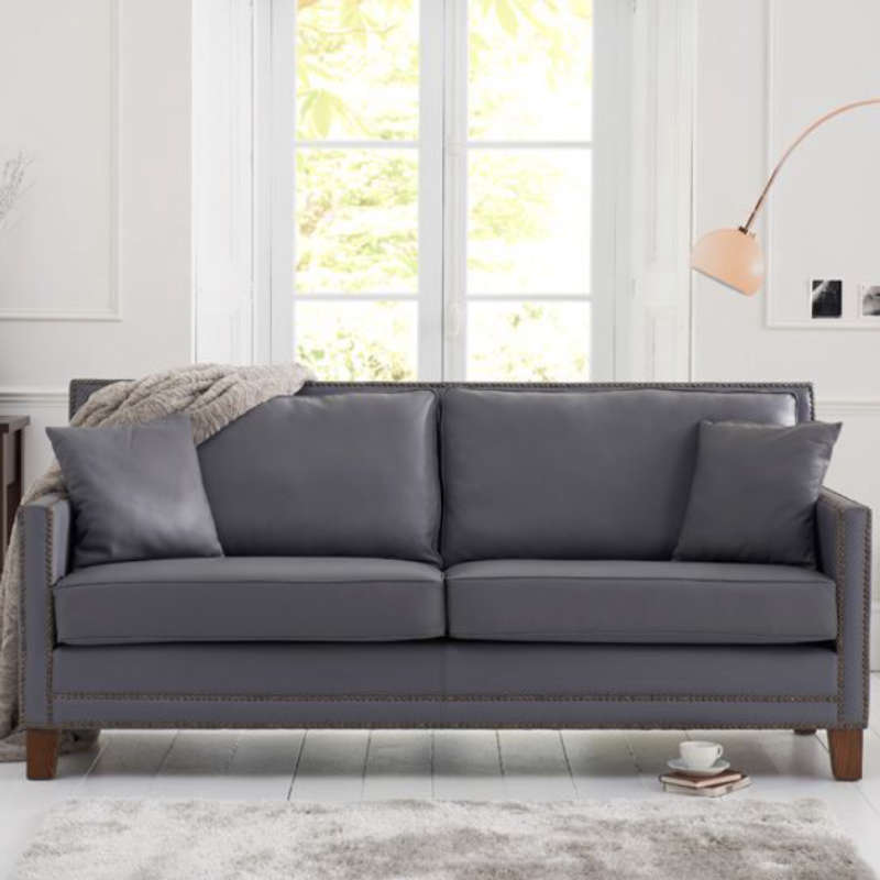 Grey Leather 3 Seater Sofa [Arundel] CheapFurniture