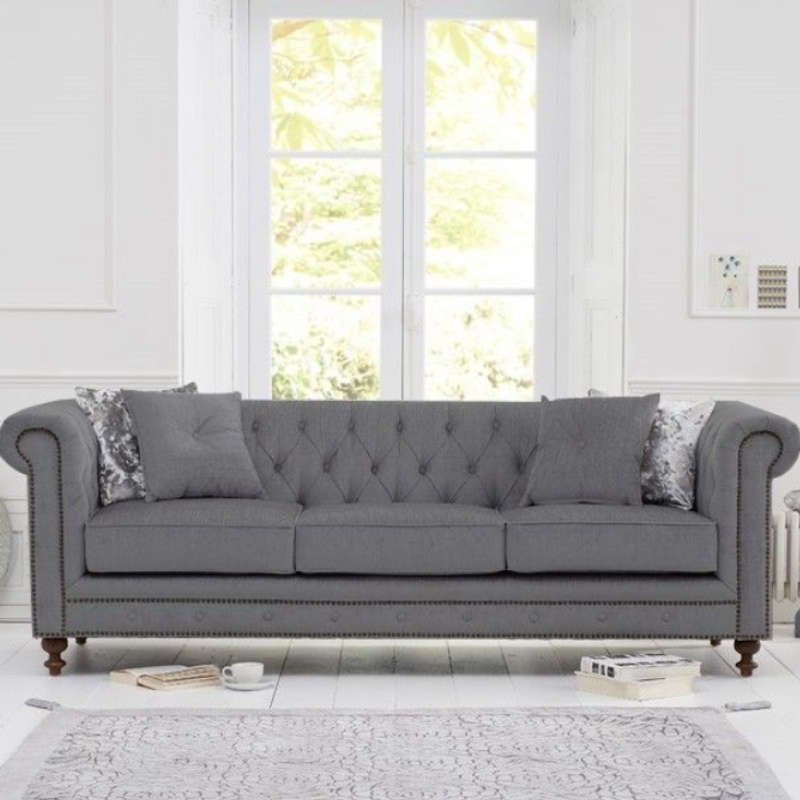 Grey Linen Fabric 3 Seater Sofa [Montrose] CheapFurniture