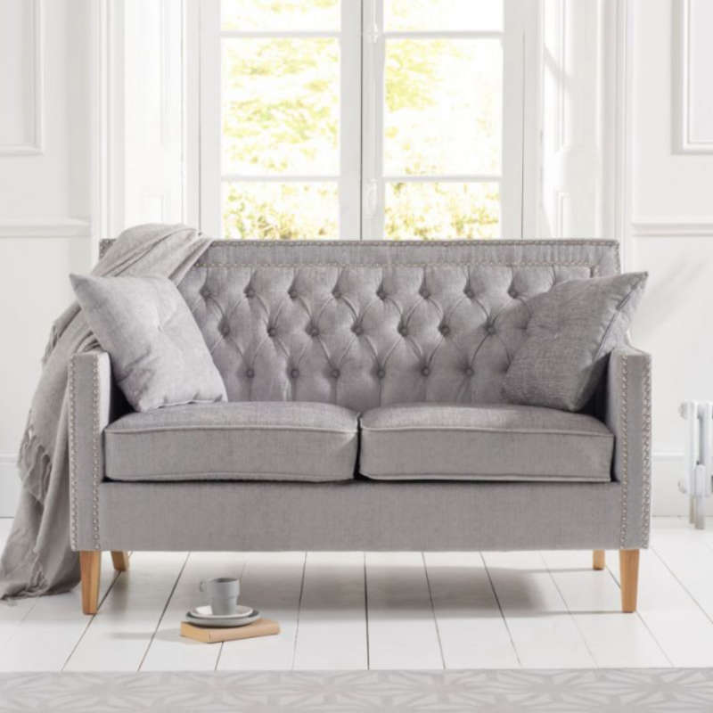 Grey Plush Fabric 2 Seater Sofa [Casa Bella] CheapFurniture