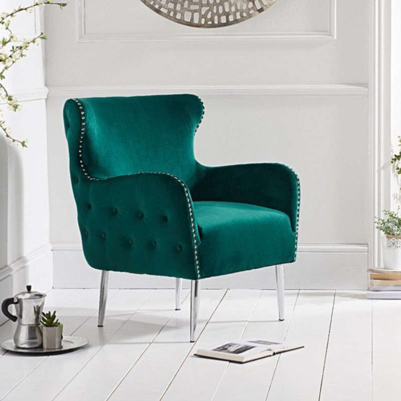 Green Velvet Accent Chair [Bina] | Cheap-Furniture