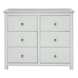 White & Stone Wide 6 Drawer Chest [Stirling]