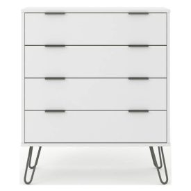 Front view, August white chest of drawers.